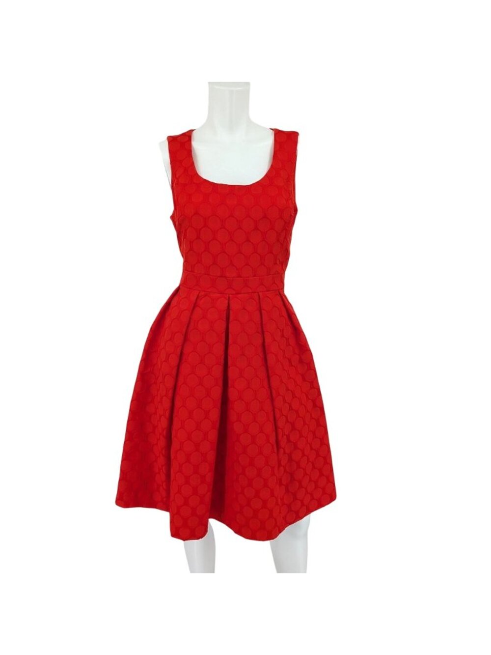 Jacquard Fit Flare Pleated Dress Cocktail Evening Office Textured Retro Twee 8